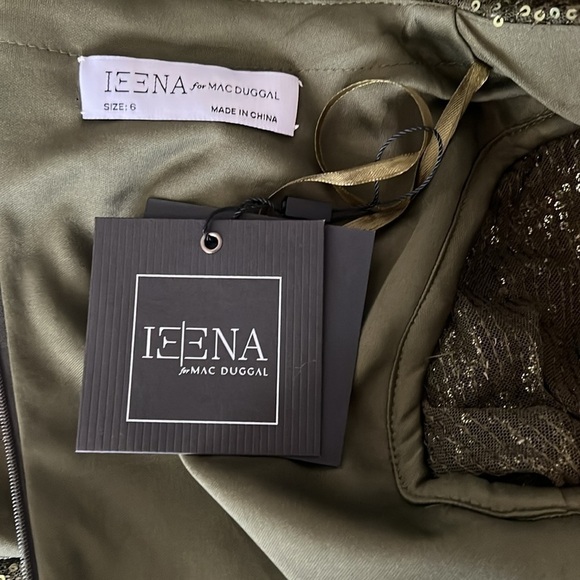 Ieena for Mac Duggal 26490 Sequined Long Sleeve Gown in Olive Size 6 NWT! - Picture 10 of 11